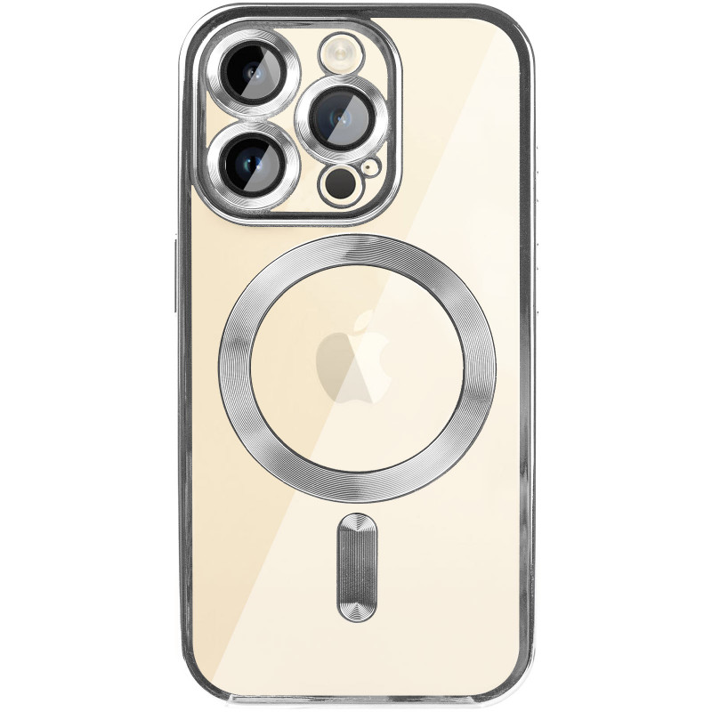 Фото TPU чехол Fibra Chrome with Magnetic safe для Apple iPhone 13 Pro Max (6.7") (Silver) на vchehle.ua