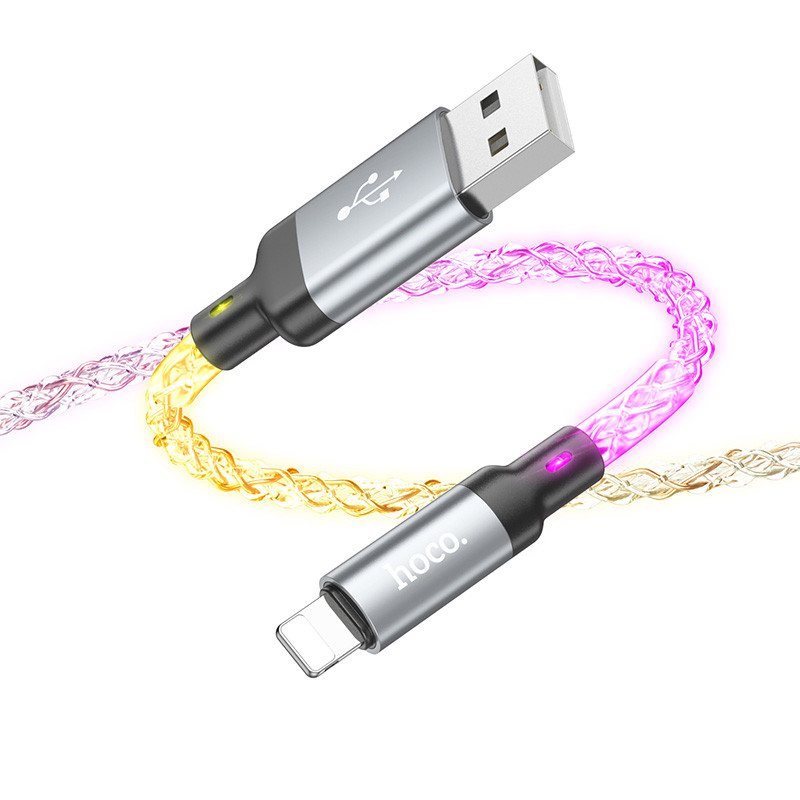 Дата кабель Hoco U112 Shine 2.4A USB to Lightning (1m) (Gray) в магазине vchehle.ua