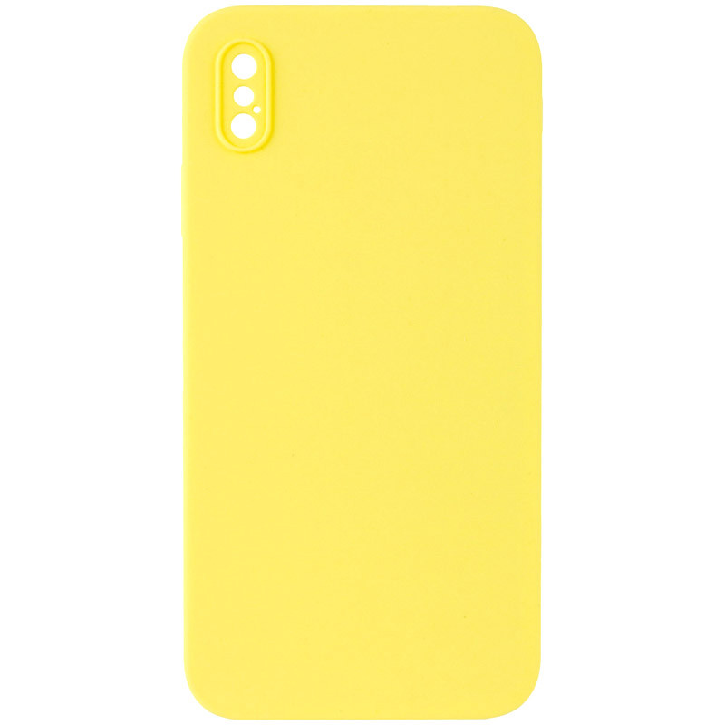 Silicone Case Square Full Camera Protective (AA) NOLOGO на Apple iPhone X / XS (5.8") (Жовтий / Yellow)