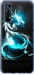 Чехол Бело-голубой огненный дракон для Realme 7