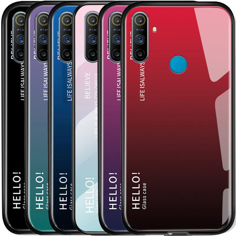 TPU+Glass чохол Gradient HELLO на Realme C3