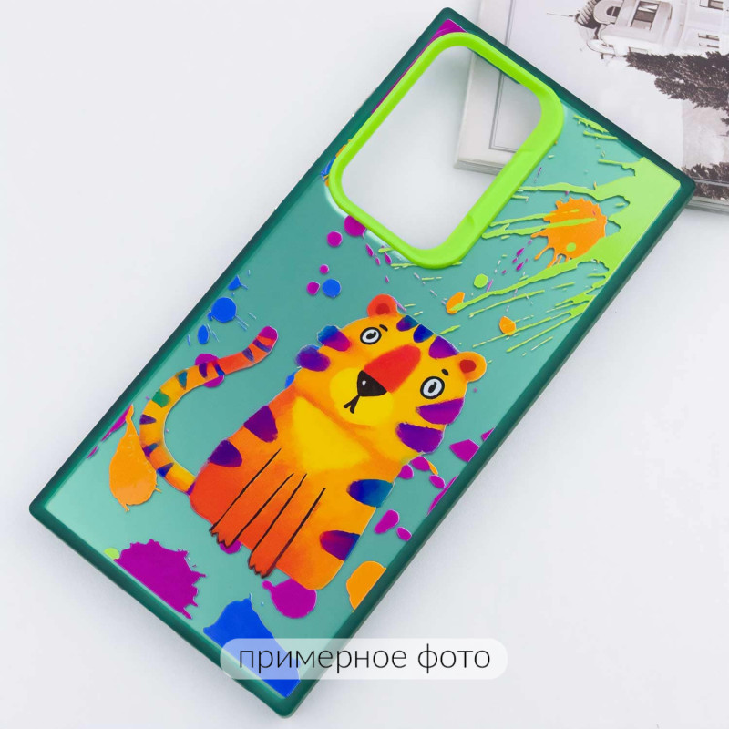 Фото TPU+PC чохол TakiTaki Graffiti magic glow на Samsung Galaxy S22 Ultra (Shocked tiger / Green) в маназині vchehle.ua