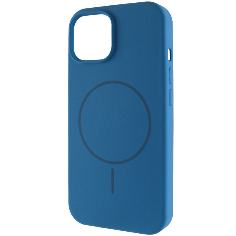 Чехол Silicone Case Full Protective (AA) NO LOGO with Magnetic Safe для Apple iPhone 14 (6.1") (Синий / Denim Blue)