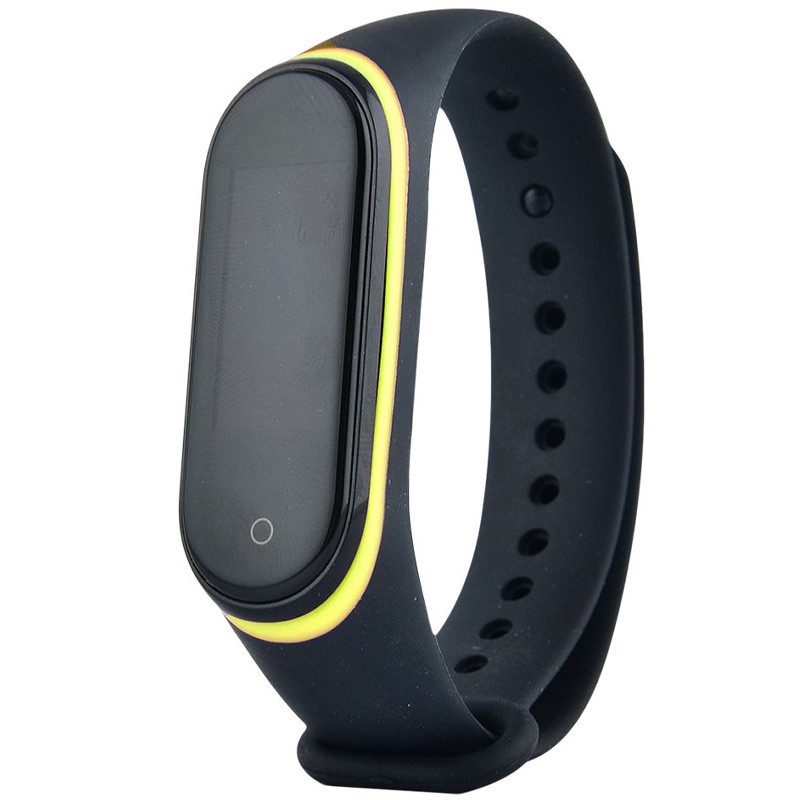 Ремінець Slim line на Xiaomi Mi Band 3/4 (Чорний / Жовтий)