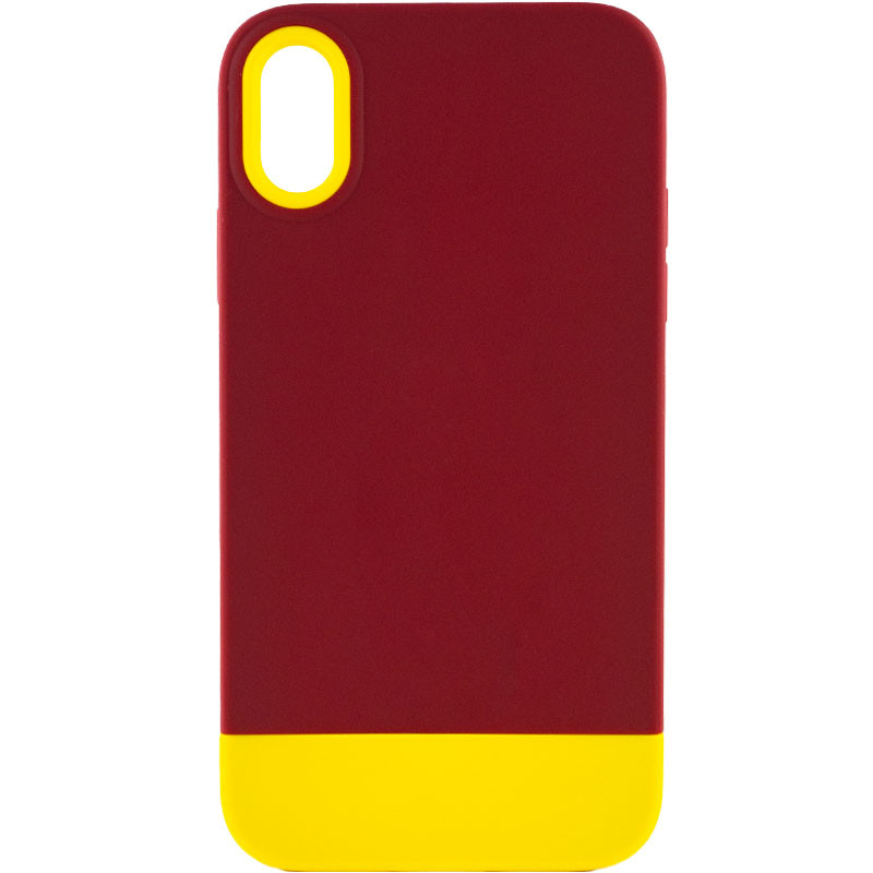 Чехол TPU+PC Bichromatic для Apple iPhone X / XS (5.8") (Brown burgundy / Yellow)