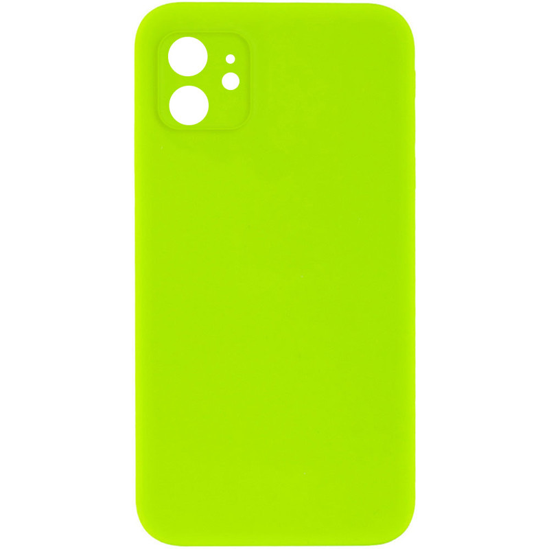 Silicone Case Square Full Camera Protective (AA) NOLOGO для Apple iPhone 11 (6.1") (Салатовый / Neon green)