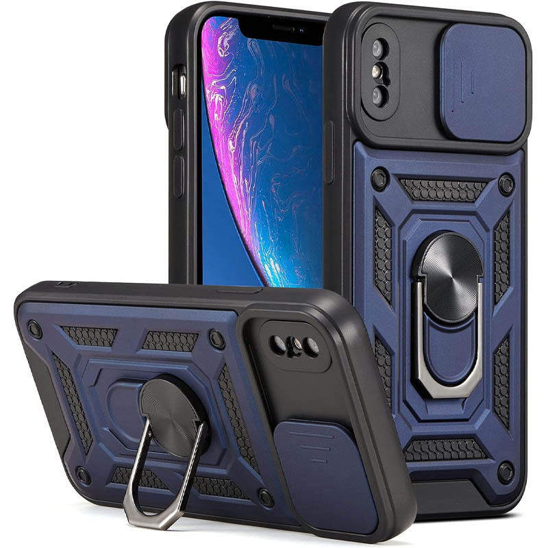 Ударостійкий чохол Camshield Serge Ring на Apple iPhone XS Max (6.5") (Синій)