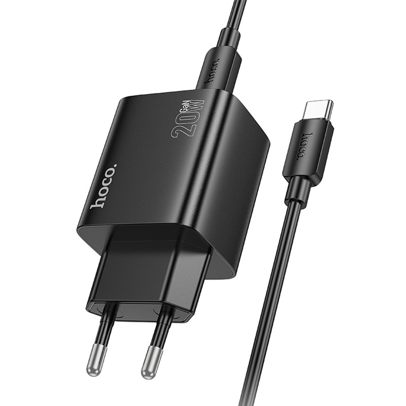 Фото СЗУ Hoco N55 Fundador PD20W+QC3.0 (2USB-A/2C) + кабель Type-C to Type-C (Black) в магазине vchehle.ua