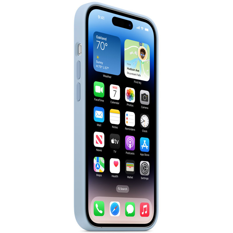 Фото Чехол Silicone case (AAA) full with Magnetic Safe для Apple iPhone 14 Pro (6.1") (Голубой / Sky) на vchehle.ua