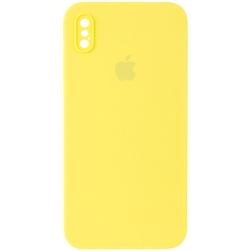 Чохол Silicone Case Square Full Camera Protective (AA) для Apple iPhone X / XS (5.8") (Жовтий / Yellow)