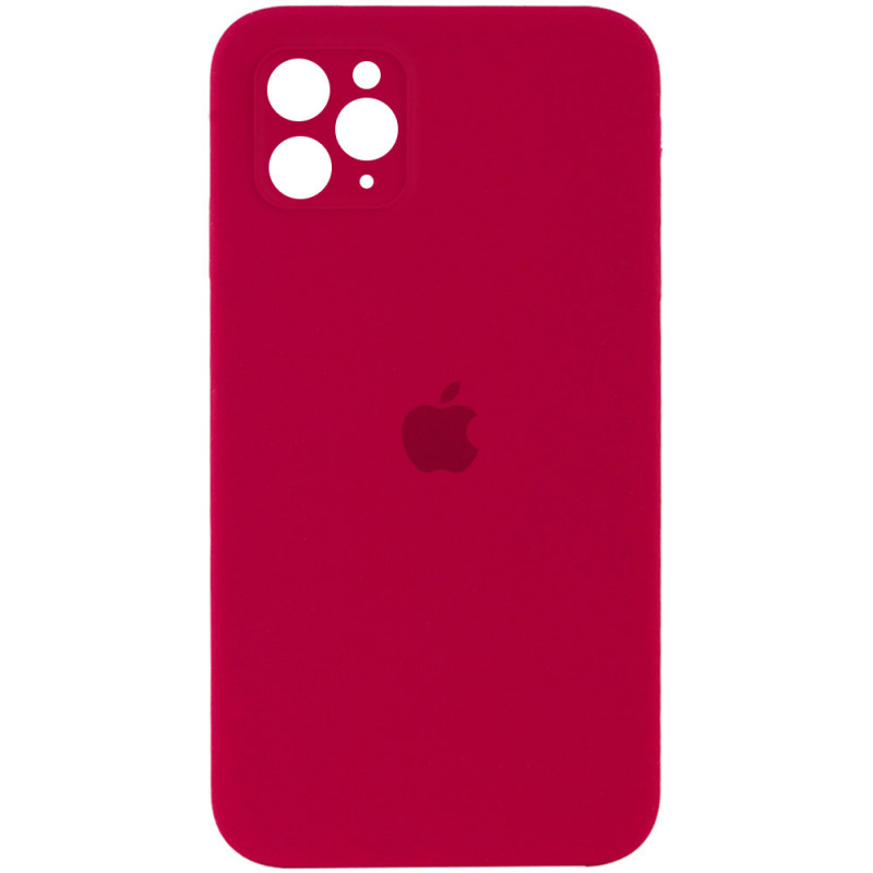 Чохол Silicone Case Square Full Camera Protective (AA) на Apple iPhone 11 Pro Max (6.5") (Червоний / Rose Red)