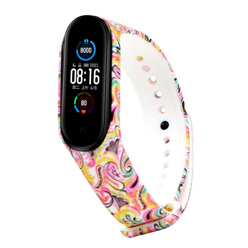 

Силіконовий ремінець з малюнком для Xiaomi Mi Band 5 / 6 (Пір'я / Білий) 925993