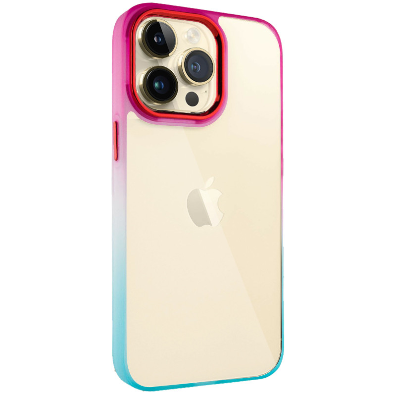 Чехол TPU+PC Fresh sip series для Apple iPhone 13 Pro (6.1") (Бирюзовый / Розовый)