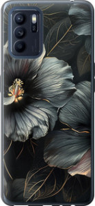 Чохол Чорні квіти на Oppo Reno6 Z