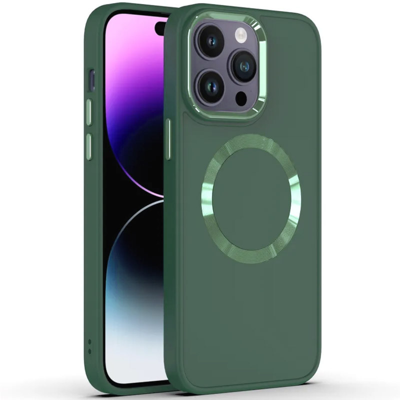 TPU чехол Bonbon Metal Style with Magnetic safe для Apple iPhone 12 Pro / 12 (6.1") (Зеленый / Pine green)