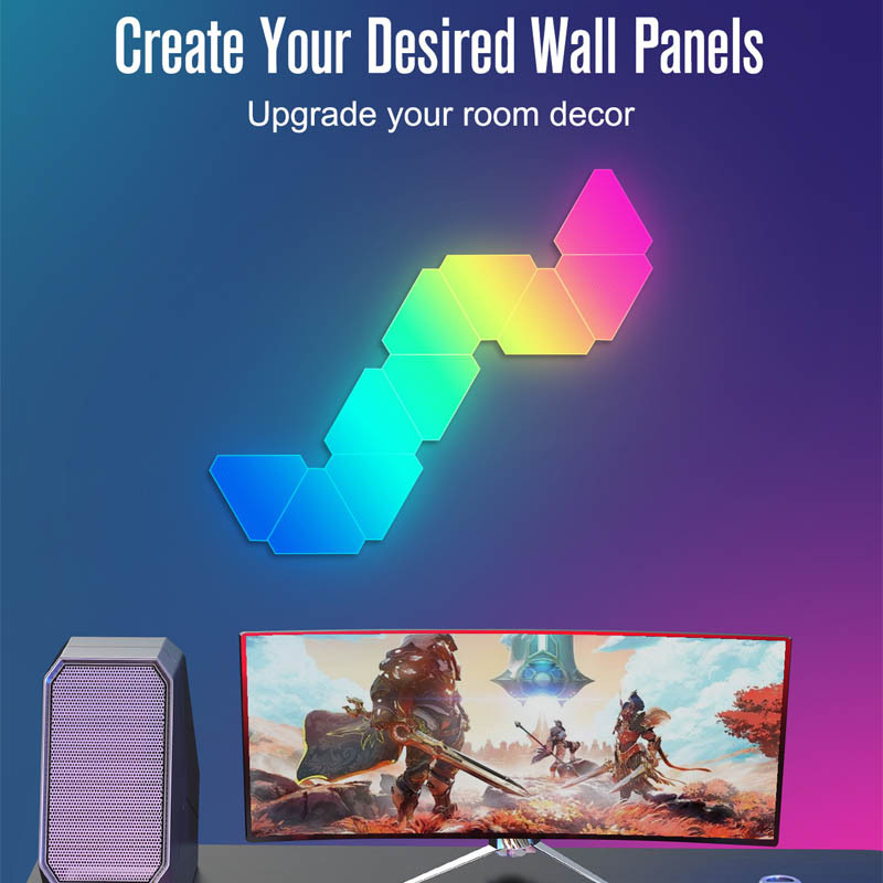 Фото Настенный светильник Smart Triangular Quantum Light SAL-012B Bluetooth USB interface with app 10pcs (White) на vchehle.ua