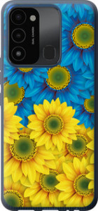 Чехол Жёлто-голубые цветы для Tecno Spark 8C KG5k