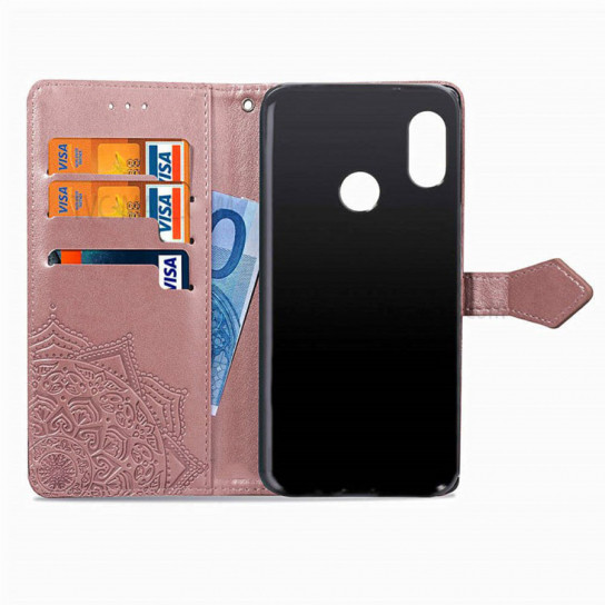 Фото Шкіряний чохол-книжка Art Case з візитницею на Xiaomi Redmi Note 6 Pro (Рожевий) в маназині vchehle.ua