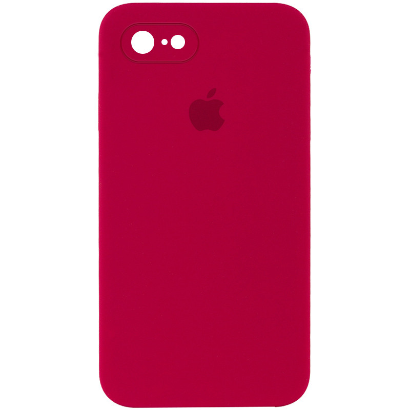 Чехол Silicone Case Square Full Camera Protective (AA) для Apple iPhone 7 / 8 / SE (2020) (4.7") (Красный / Rose Red)