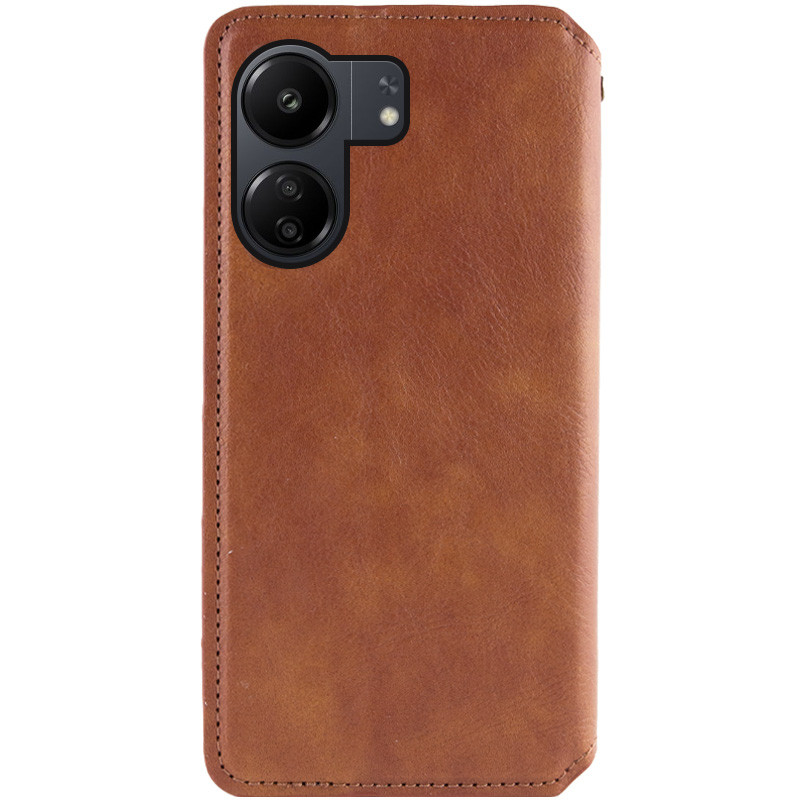 Фото Шкіряний чохол-книжка GETMAN Cubic (PU) на Xiaomi Redmi 13C / Poco C65 (Коричневий) на vchehle.ua
