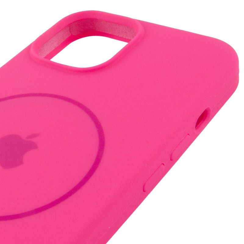 Чохол Silicone Case Full Protective (AA) with Magnetic Safe на Apple iPhone 15 Plus (6.7") (Рожевий / Barbie pink) в магазині vchehle.ua