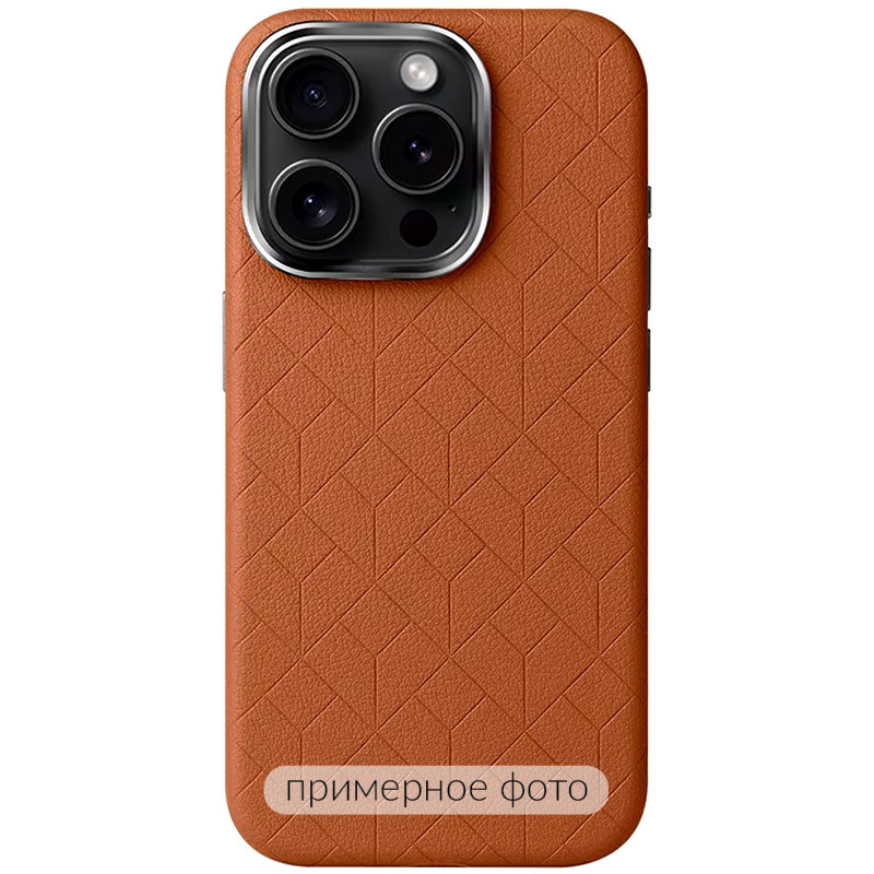 Кожаный чехол Carved with Magnetic Safe для Apple iPhone 16 (6.1") (Orange)