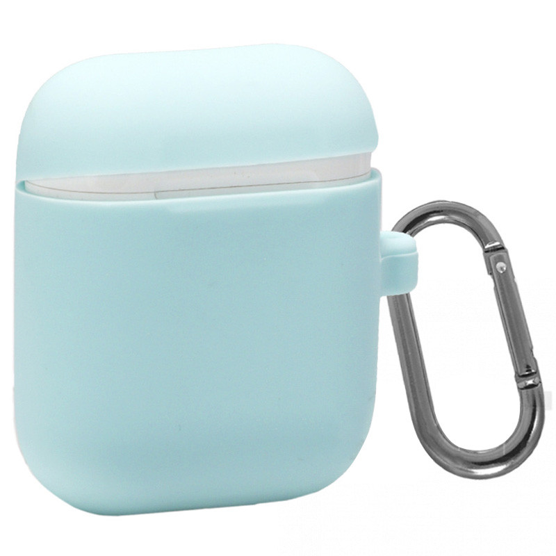 Силіконовий футляр з карабіном на навушників AirPods (Блакитний / Sky Blue)