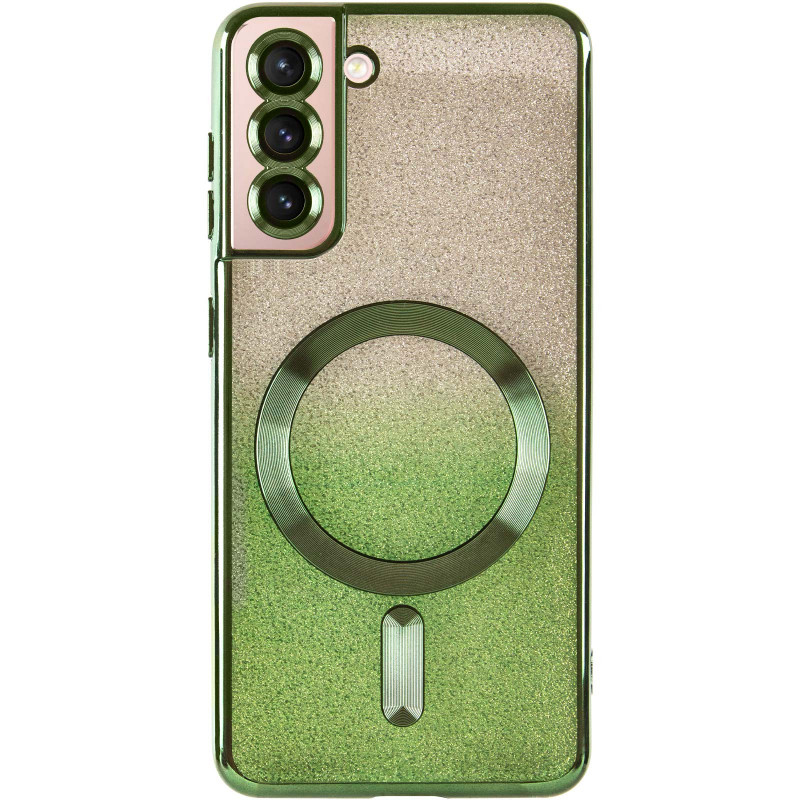 Фото TPU чехол Delight case with Magnetic Safe с защитными линзами на камеру для Samsung Galaxy S21 (Зеленый / Green) на vchehle.ua
