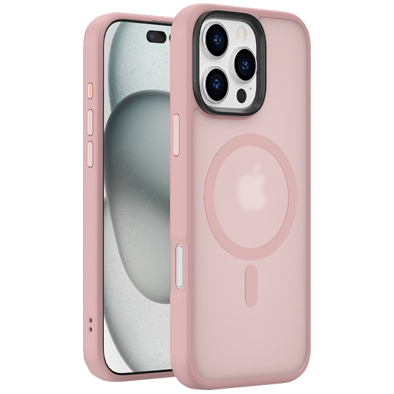 TPU+PC чехол Metal Buttons with  Magnetic Safe Colorful для Apple iPhone 16 Pro Max (6.9") (Розовый / Pink)