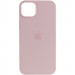Чехол Silicone case (AAA) full with Magnetic Safe для Apple iPhone 14 Pro Max (6.7") (Розовый / Chalk Pink)
