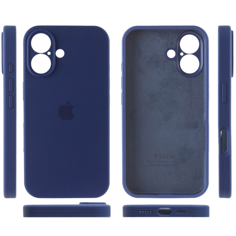 Чехол Silicone Case Full Camera Protective (AA) для Apple iPhone 16 (6.1") (Синий / Deep navy) в магазине vchehle.ua