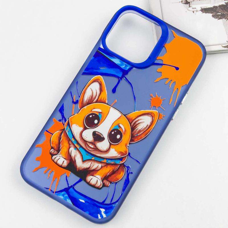 Фото TPU+PC чехол TakiTaki Graffiti magic glow для Apple iPhone 14 Pro Max (6.7") (Corgi dog / Blue) в магазине vchehle.ua