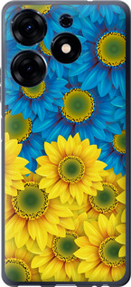 Чохол Жовто-блакитні квіти на Tecno Spark 10 Pro