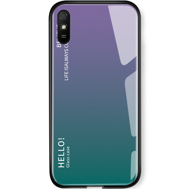 TPU+Glass чохол Gradient HELLO на Xiaomi Redmi 9A (Бузковий)