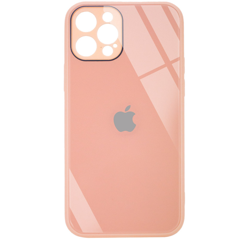 Уценка TPU+Glass чехол GLOSSY Logo Full camera (opp) для Apple iPhone 12 Pro (6.1") (Царапина / Персиковый)