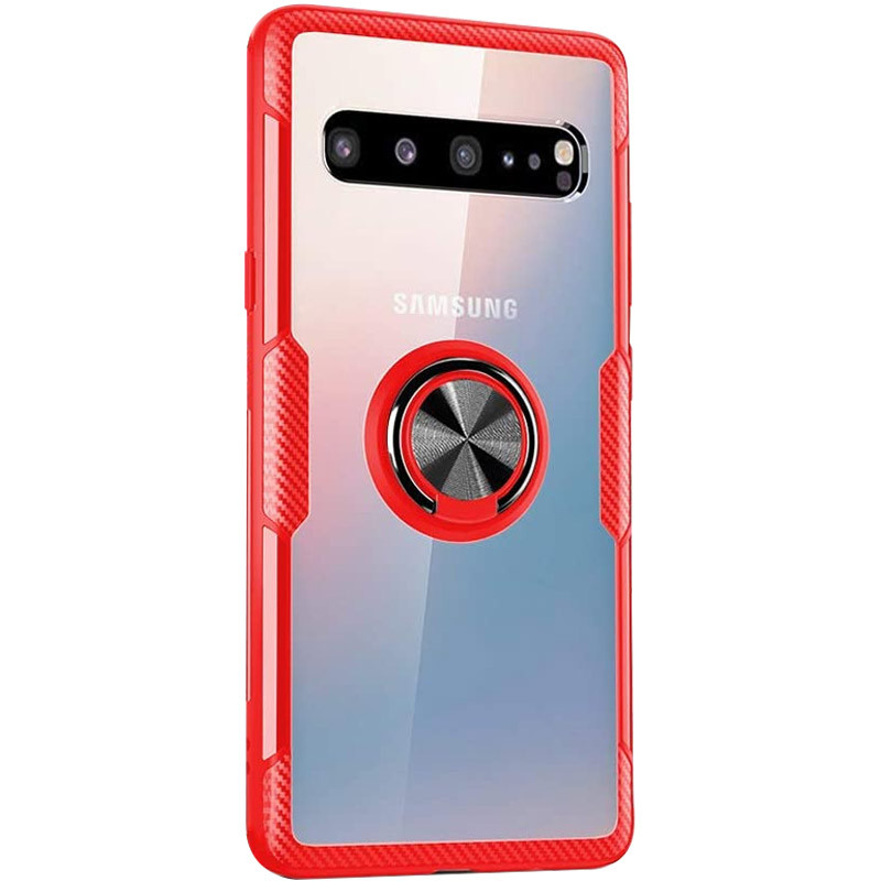 

TPU+PC чохол Deen CrystalRing for Magnet (opp) на Samsung Galaxy S10+ (Прозорий / Червоний) 908419