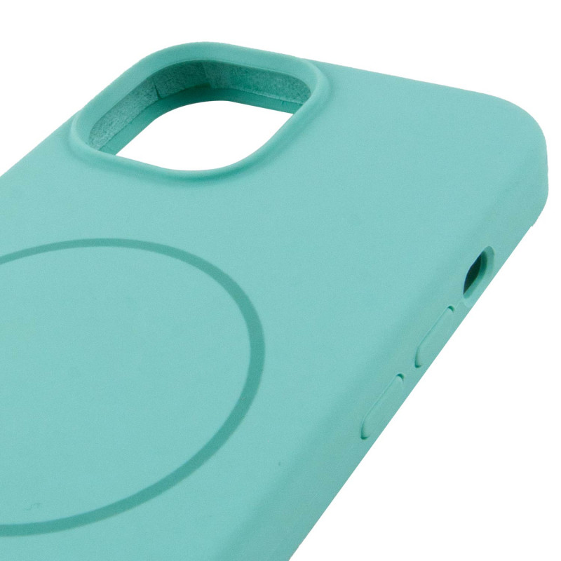 Чохол Silicone Case Full Protective (AA) NO LOGO with Magnetic Safe на Apple iPhone 15 (6.1") (Бірюзовий / Marine Green) в магазині vchehle.ua