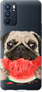 Чехол Мопс и арбуз для Oppo Reno6 5G