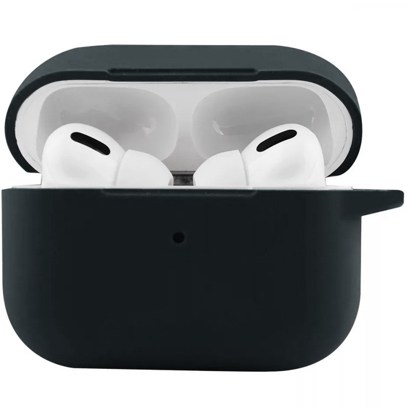 Фото Силиконовый футляр New с карабином для наушников Airpods Pro 2 / Pro (Черный / Black) на vchehle.ua