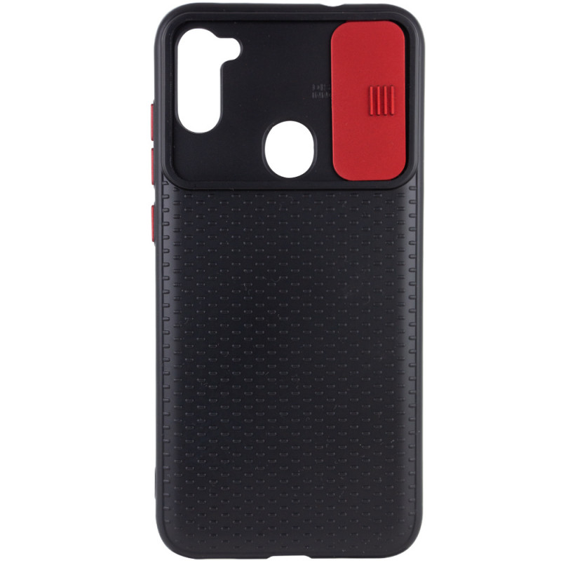 Фото Чехол Camshield Black TPU со шторкой защищающей камеру для Samsung Galaxy A11 / M11 (Черный / Красный) в магазине vchehle.ua