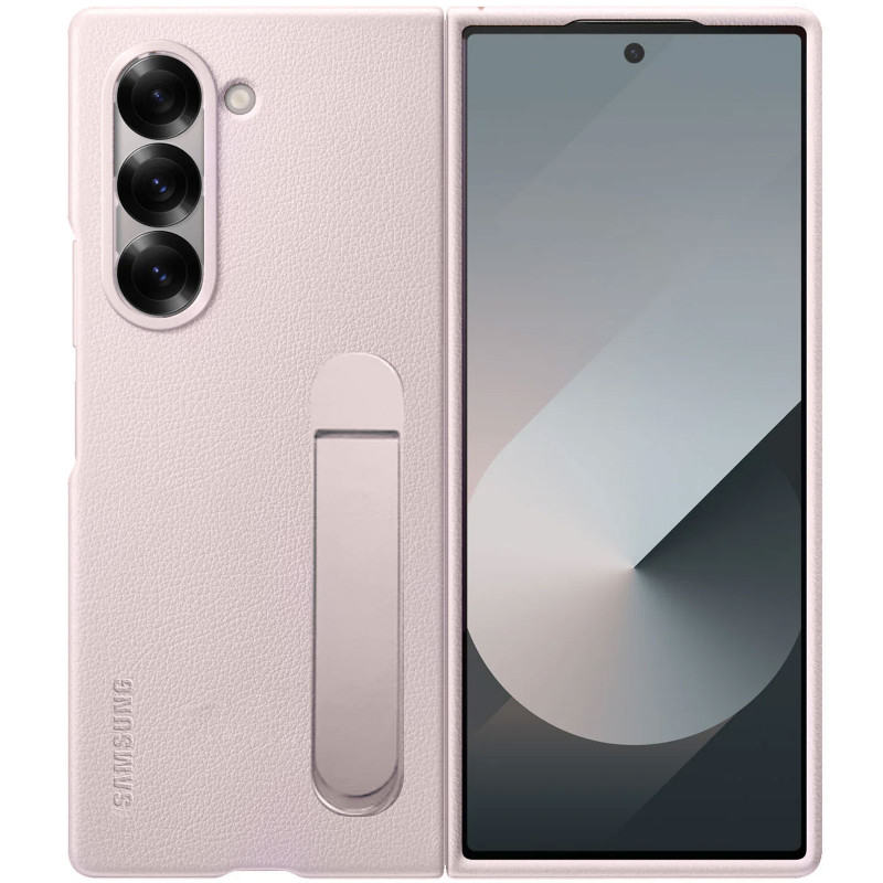 Кожаный чехол Leather Case (AAA) with stand для Samsung Galaxy Z Fold7 (Pink)
