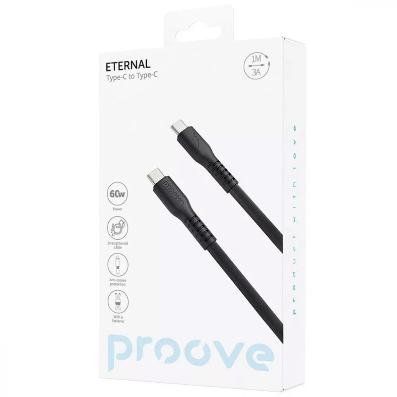 Фото Дата кабель Proove Eternal Type-C to Type-C 60W (1m) (Black) в магазине vchehle.ua