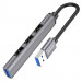 Переходник Hoco HB26 4in1 (USB to USB3.0+USB2.0*3) (Metal gray)