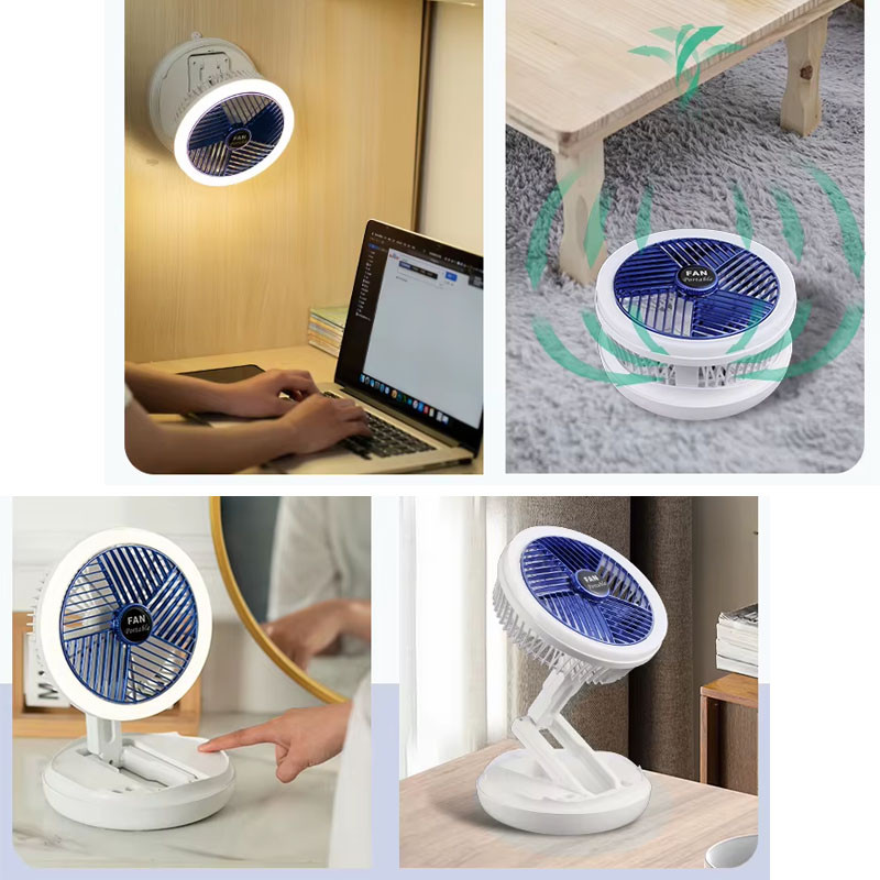 Замовити Настільний складаний вентилятор Folding Fan 2in1 with Night Light (White) на vchehle.ua