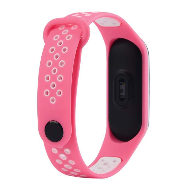 Фото Ремінець Sport для Xiaomi Mi Band 3/4 (Рожевий / Білий) в маназині vchehle.ua