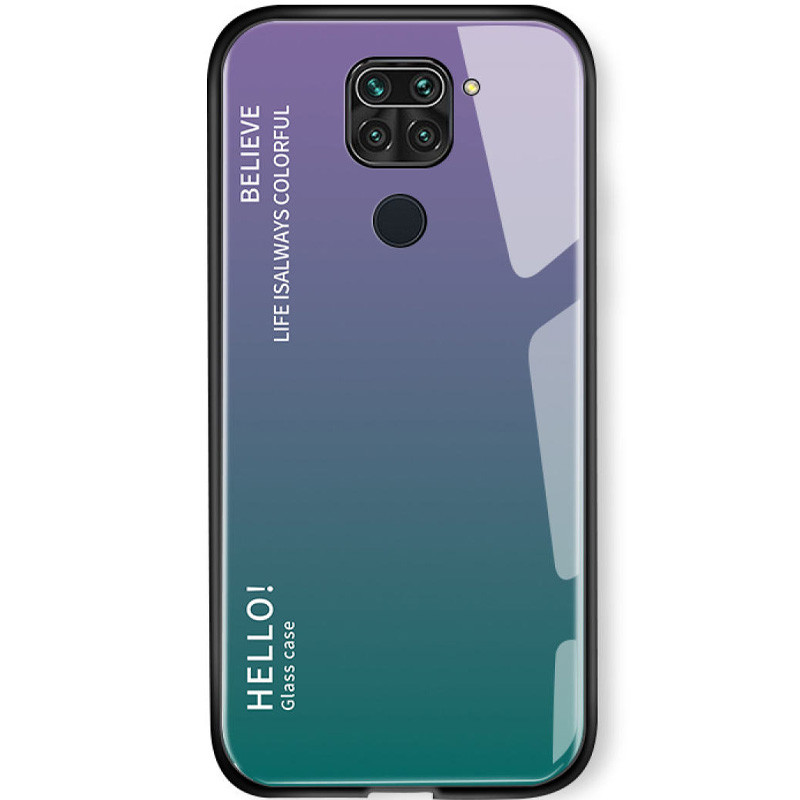 TPU+Glass чохол Gradient HELLO на Xiaomi Redmi Note 9  (Бузковий)