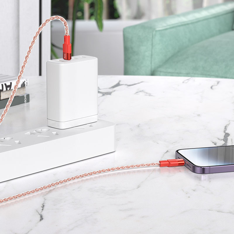 Купити Дата кабель Hoco X99 Crystal Junction PD 27W Type-C to Lightning (1m) (Red) на vchehle.ua
