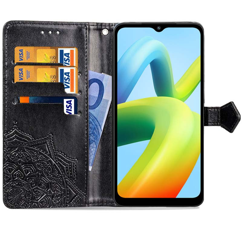 Фото Шкіряний чохол-книжка Art Case з візитницею на Xiaomi Redmi A1 / A2 (Чорний) на vchehle.ua