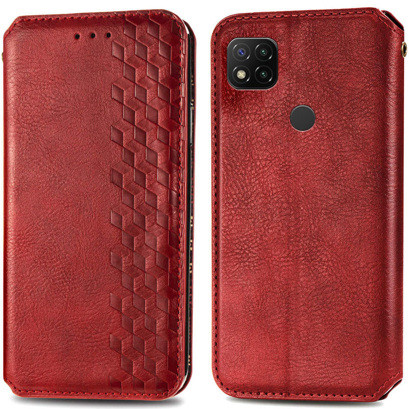 Купити Шкіряний чохол-книжка GETMAN Cubic (PU) на Xiaomi Redmi 9C (Червоний) на vchehle.ua