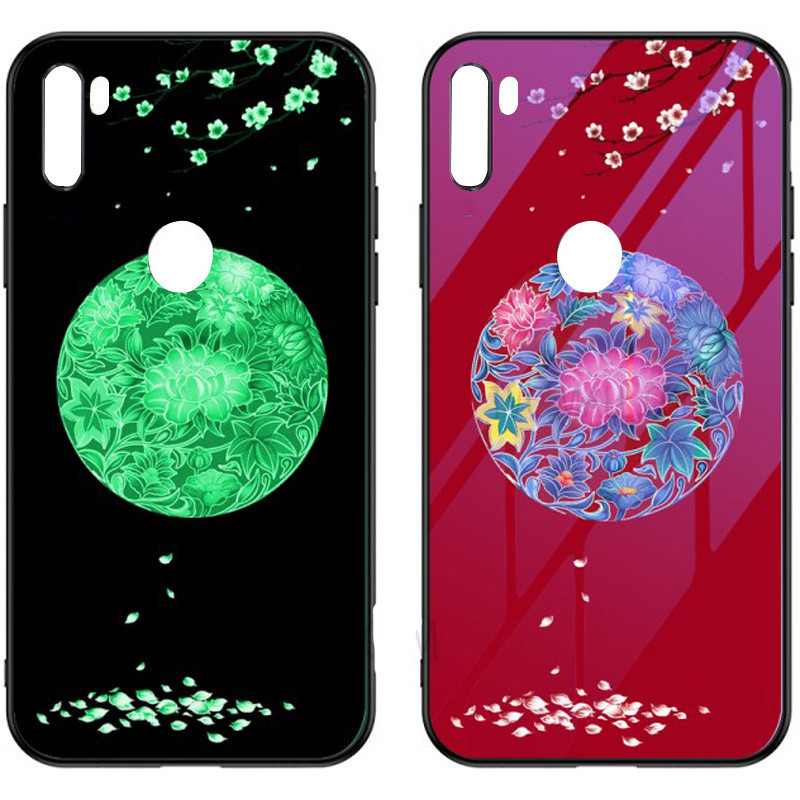 

TPU+Glass чехол светящийся в темноте для Xiaomi Redmi Note 8 (Цветное плетение / Красный) 768762